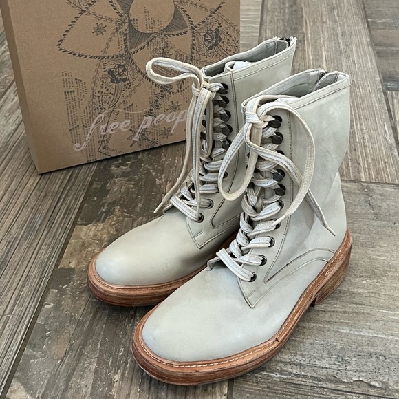 Free People Santa Fe Lace-Up Boot in Ecru size 8 - Picture 2 of 12